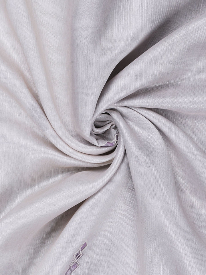 Mauve Cotton Print With Thread Embroidery Banarasi Saree