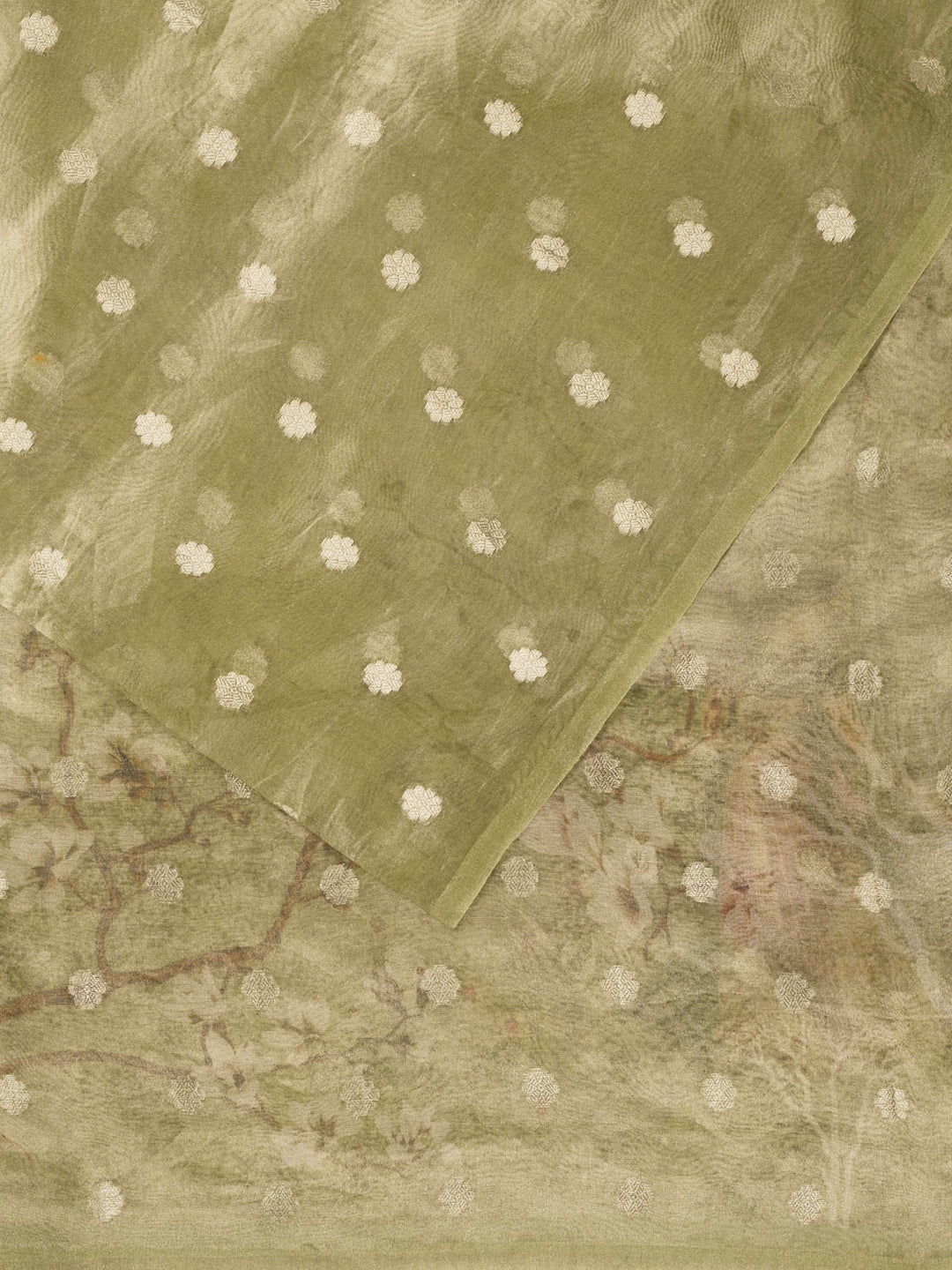 Green Pure Tissue Printed Banarasi Saree_2