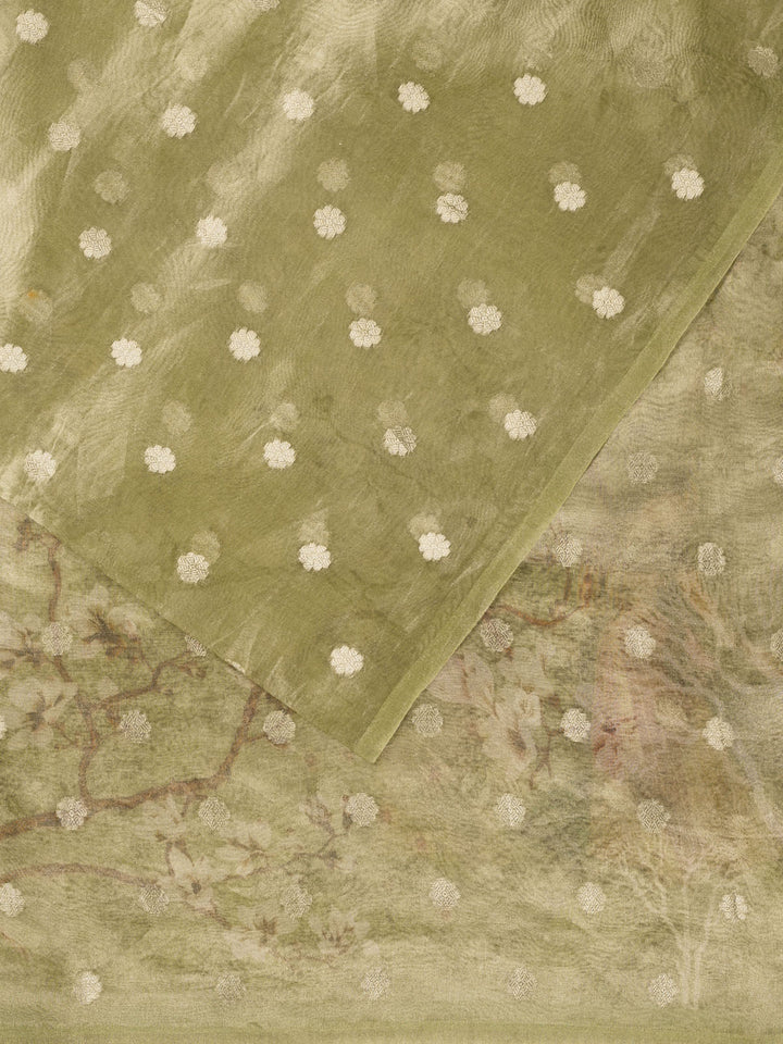 Green Pure Tissue Printed Banarasi Saree