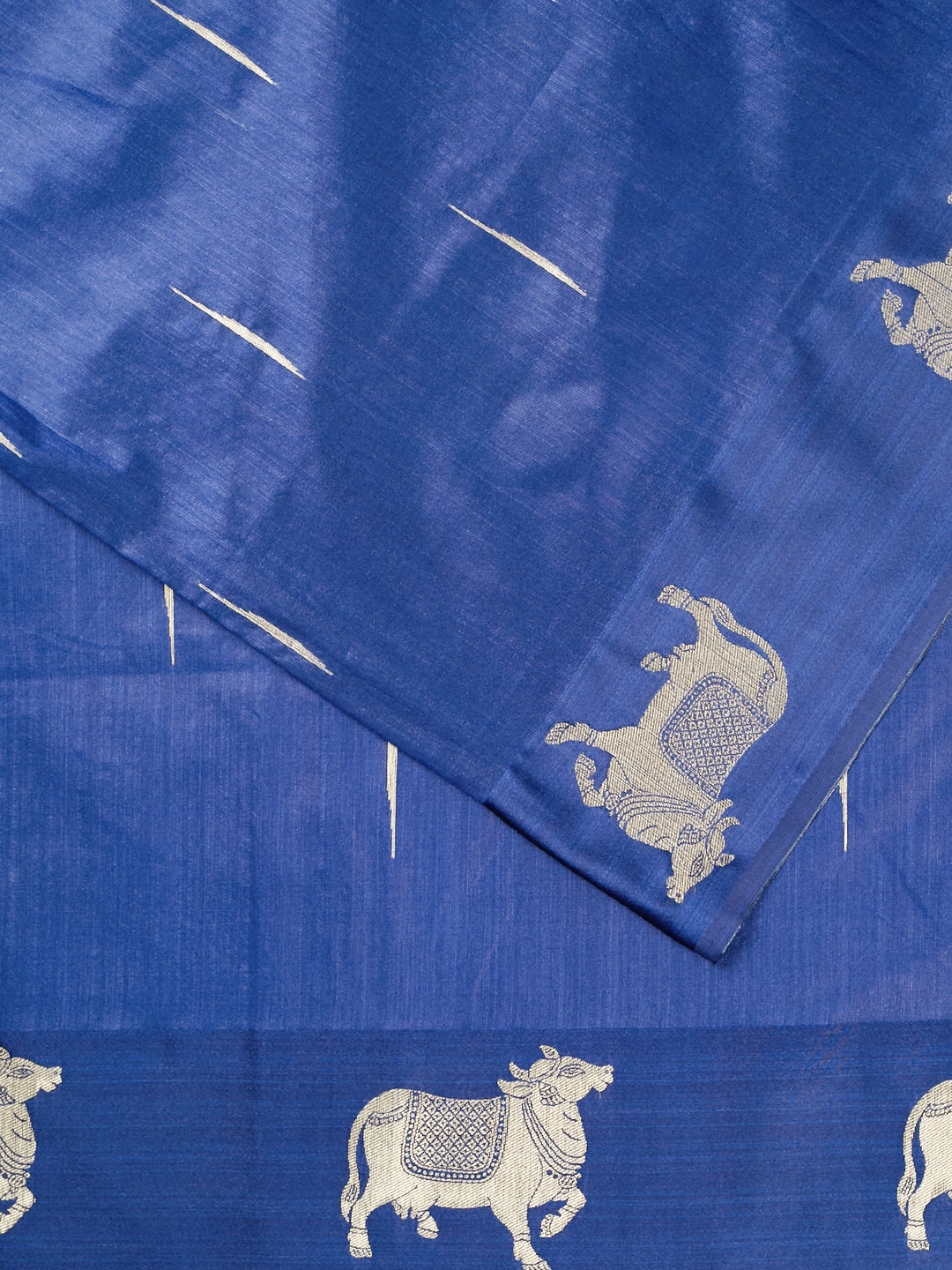 Blue Cotton Plain Banarasi Saree_2