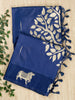 Blue Cotton Plain Banarasi Saree