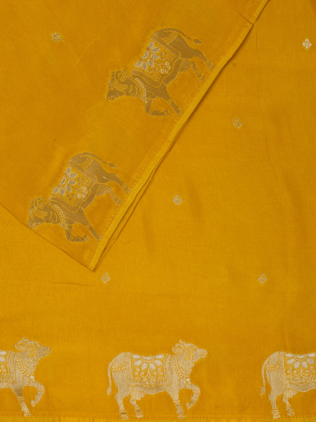 Yellow Dola silk Zari Buti  Banarasi Saree_2