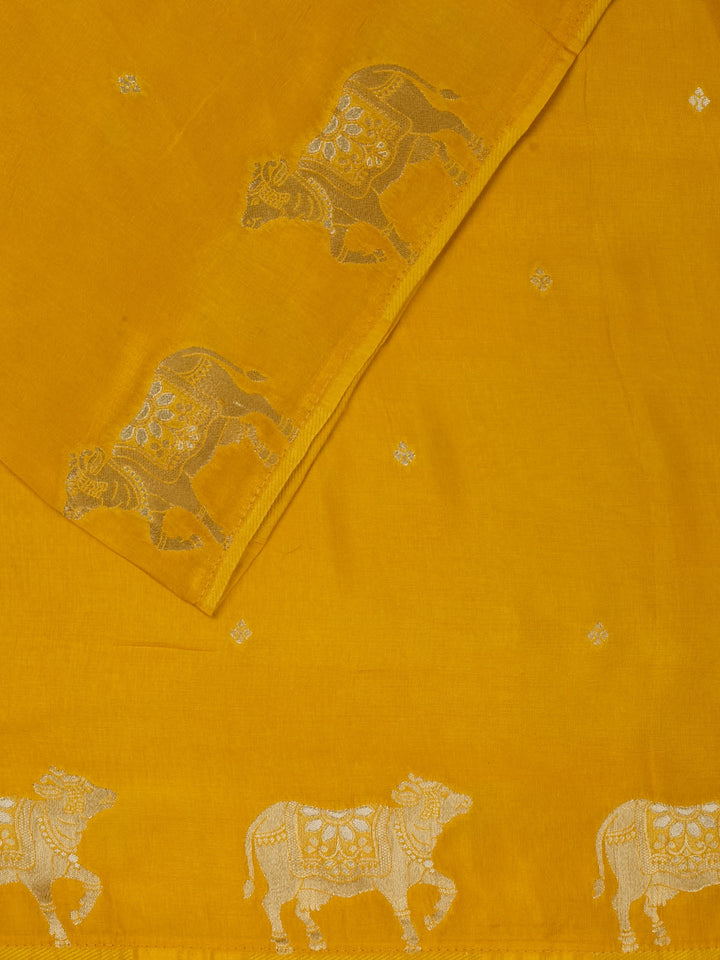 Yellow Dola silk Zari Buti  Banarasi Saree