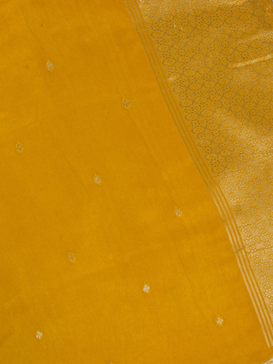 Yellow Dola silk Zari Buti  Banarasi Saree_4