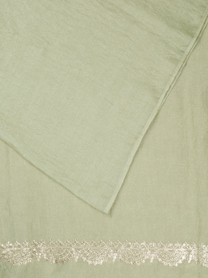 Green Tissue Plain Banarasi Saree