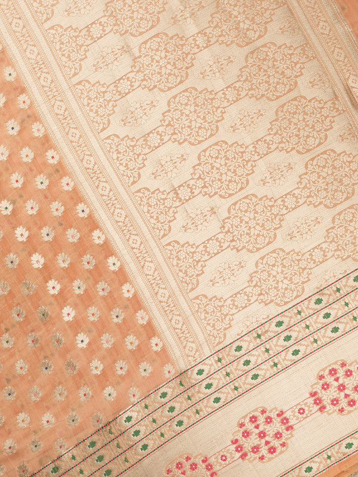 Orange Chiniya Silk Banarasi Saree