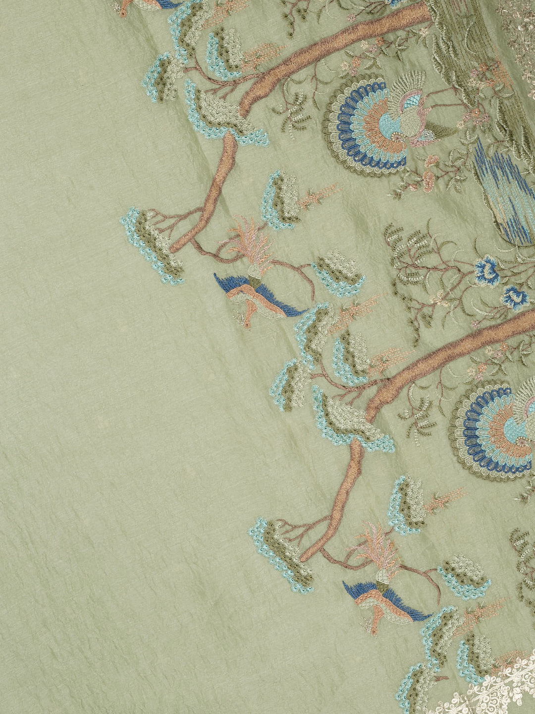 Green Tissue Plain Banarasi Saree_4