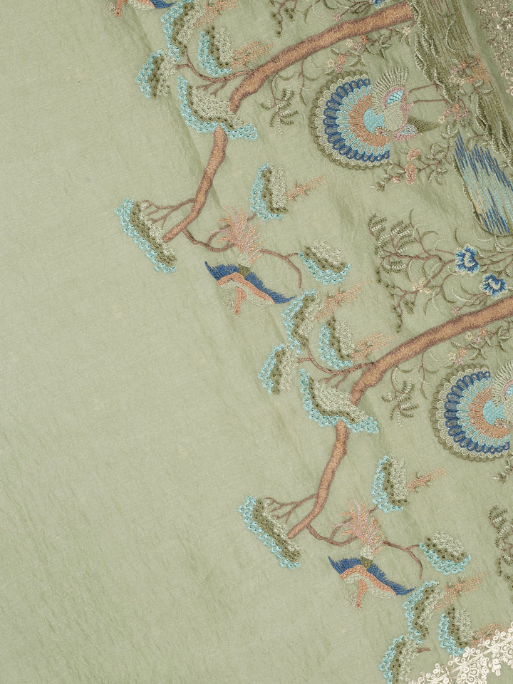 Green Tissue Plain Banarasi Saree