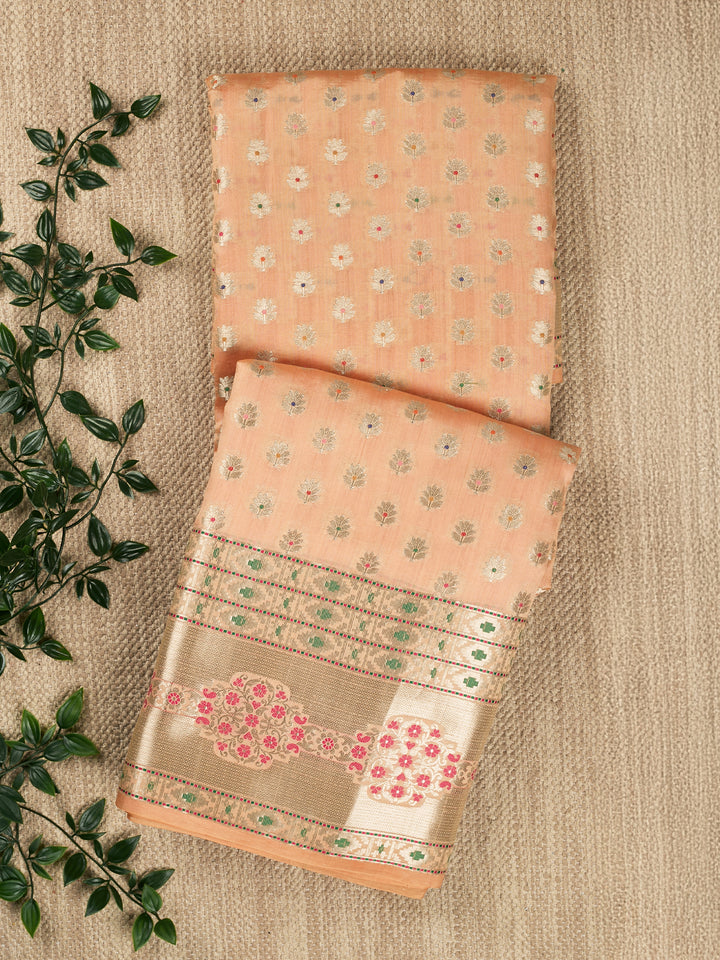 Orange Chiniya Silk Banarasi Saree