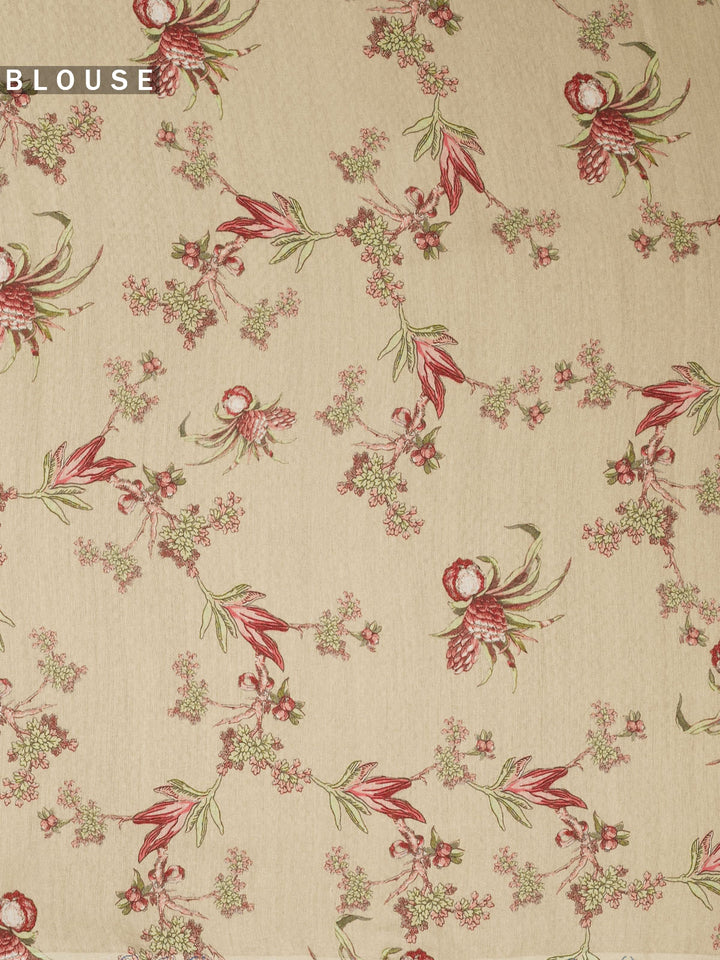 Brown Pure Organza Printed Banarasi Saree