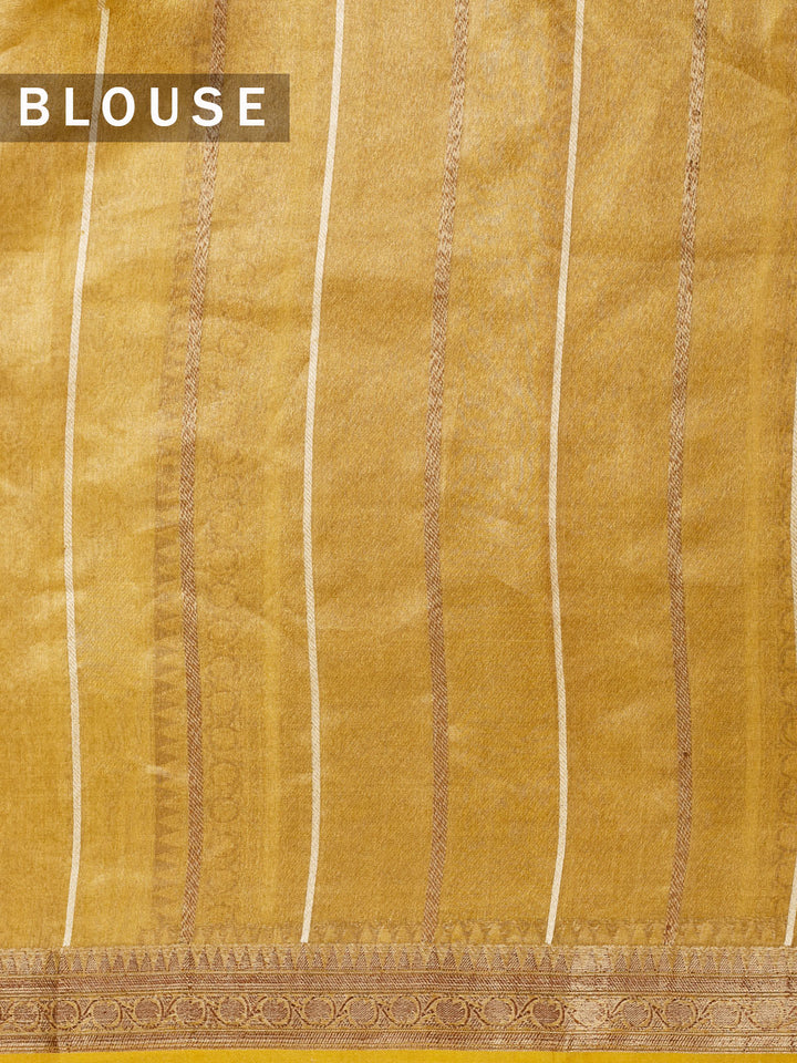 Yellow Pure Tissue Antquie And Silver Zari Buti Banarasi Saree