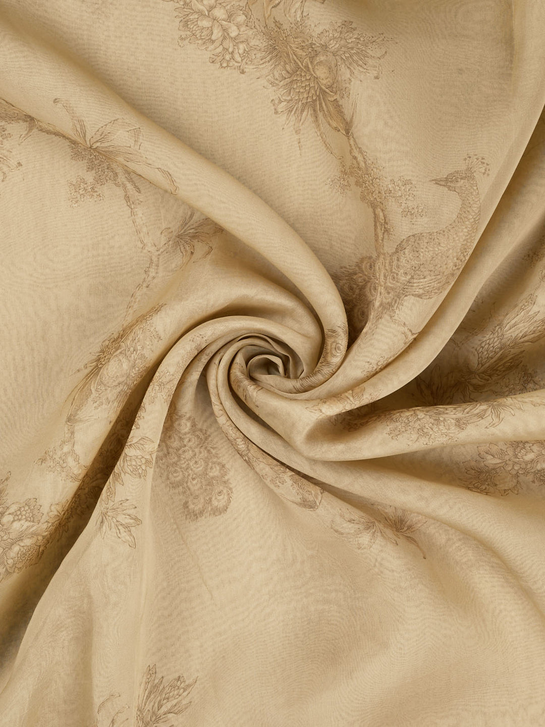 Brown Pure Organza Printed Banarasi Saree_3