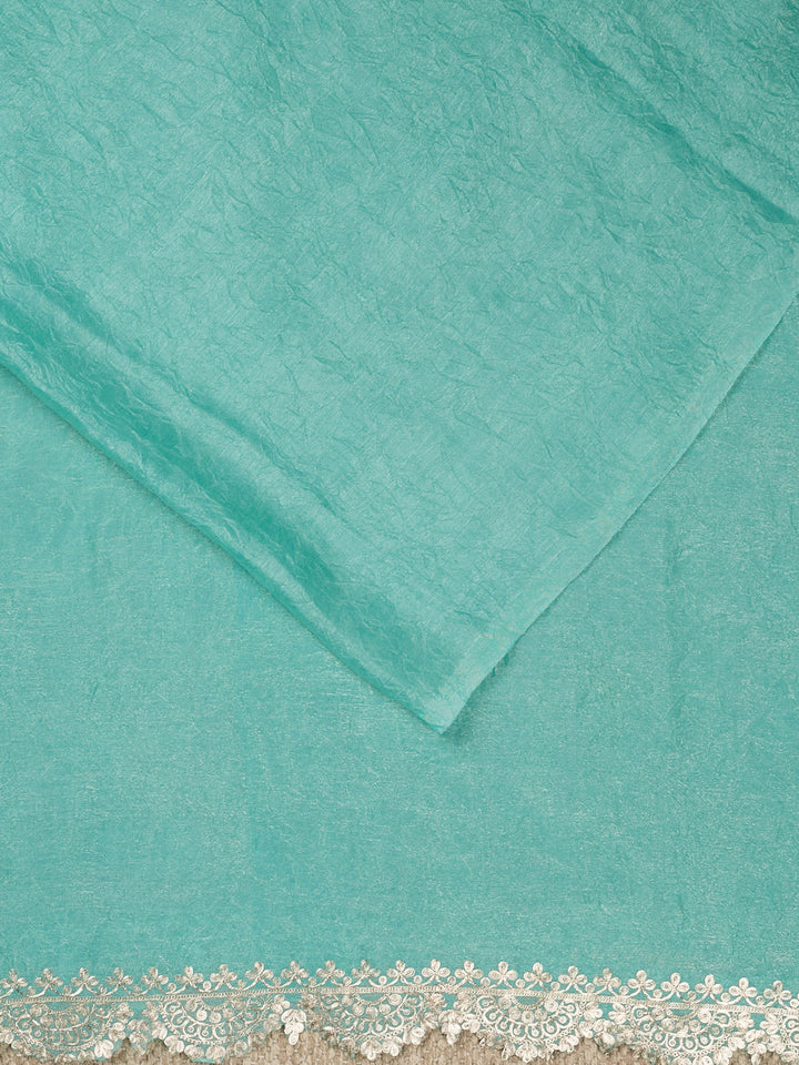 Firozi Tissue Plain Banarasi Saree