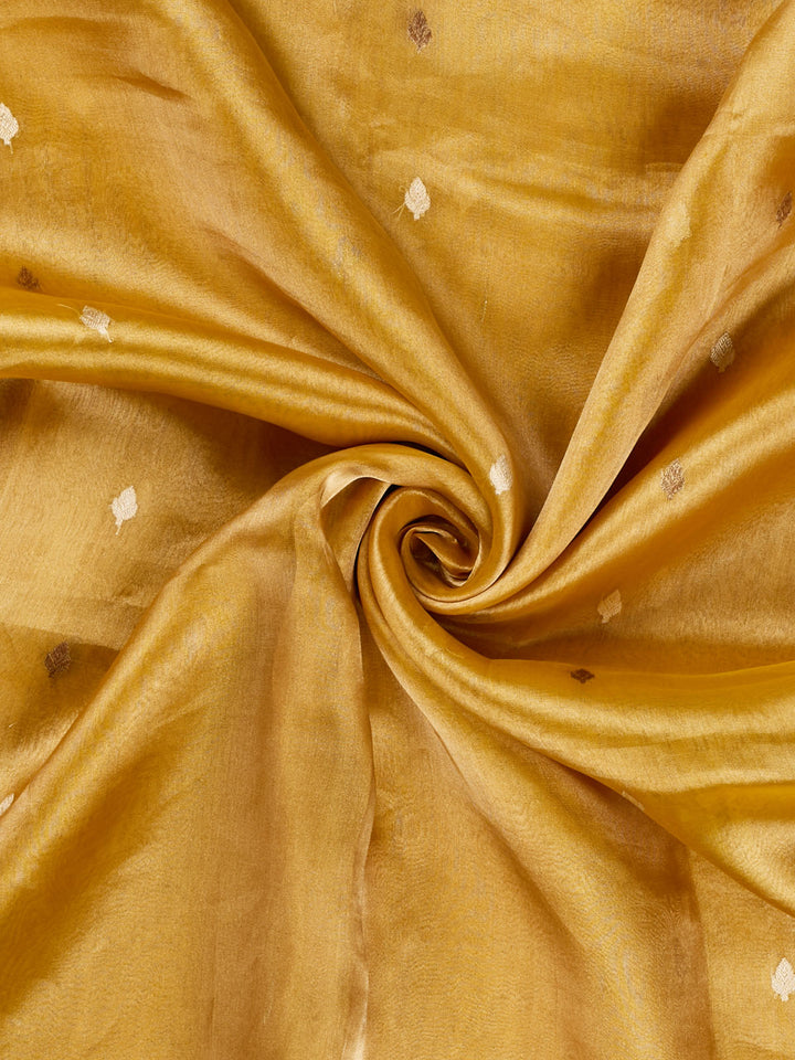 Yellow Pure Tissue Antquie And Silver Zari Buti Banarasi Saree