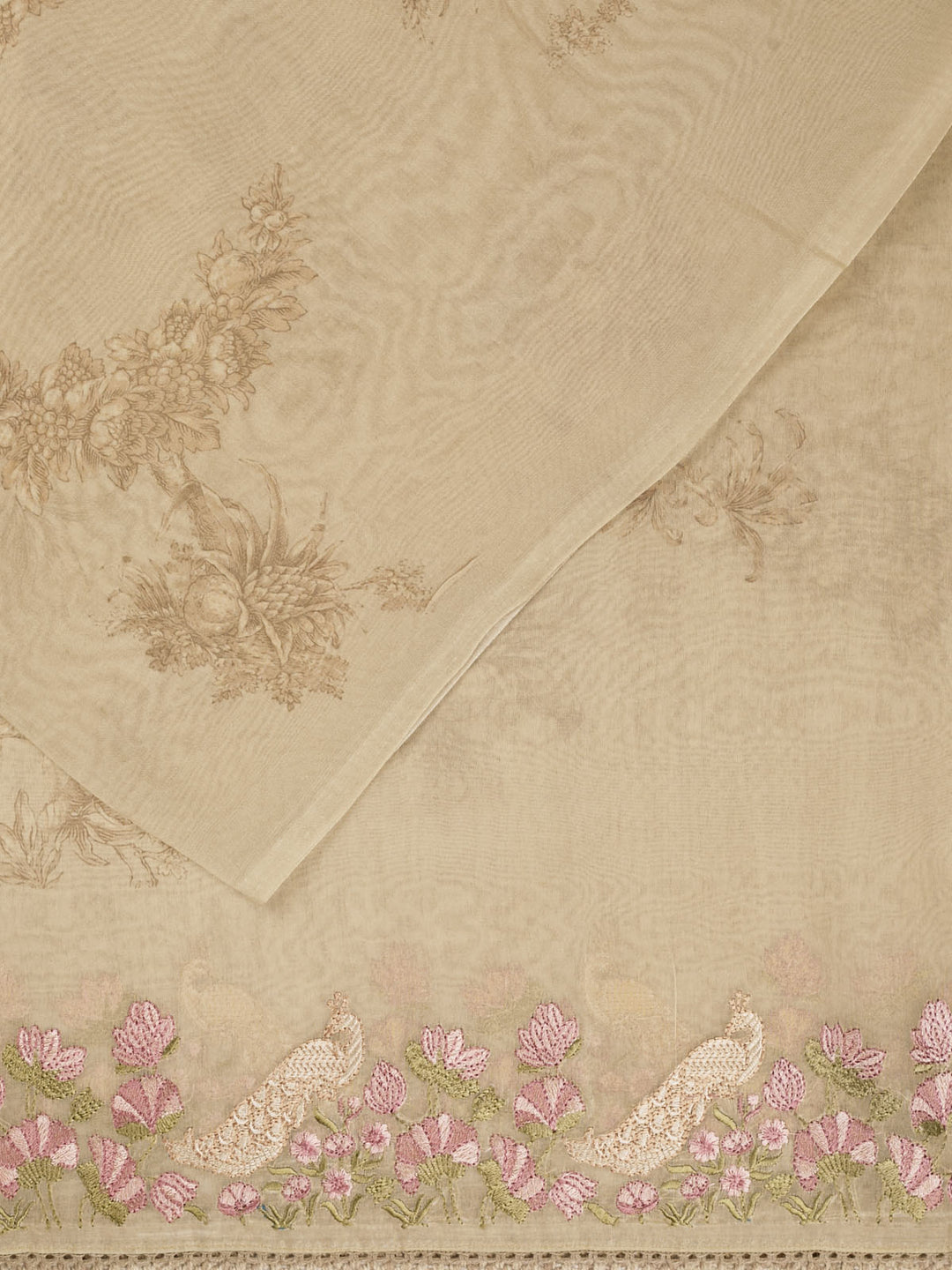 Brown Pure Organza Printed Banarasi Saree_2