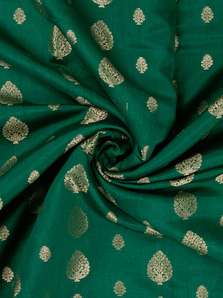 Forest Green Chiniya Silk Banarasi Saree