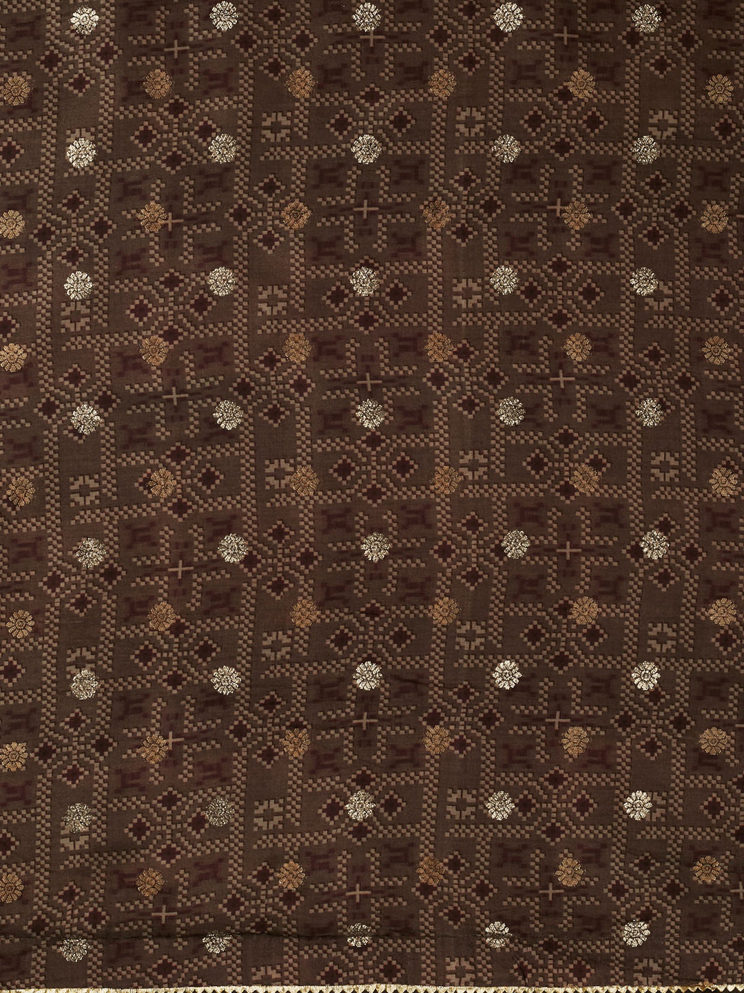 Brown Dola Silk Printed Banarasi Saree_5