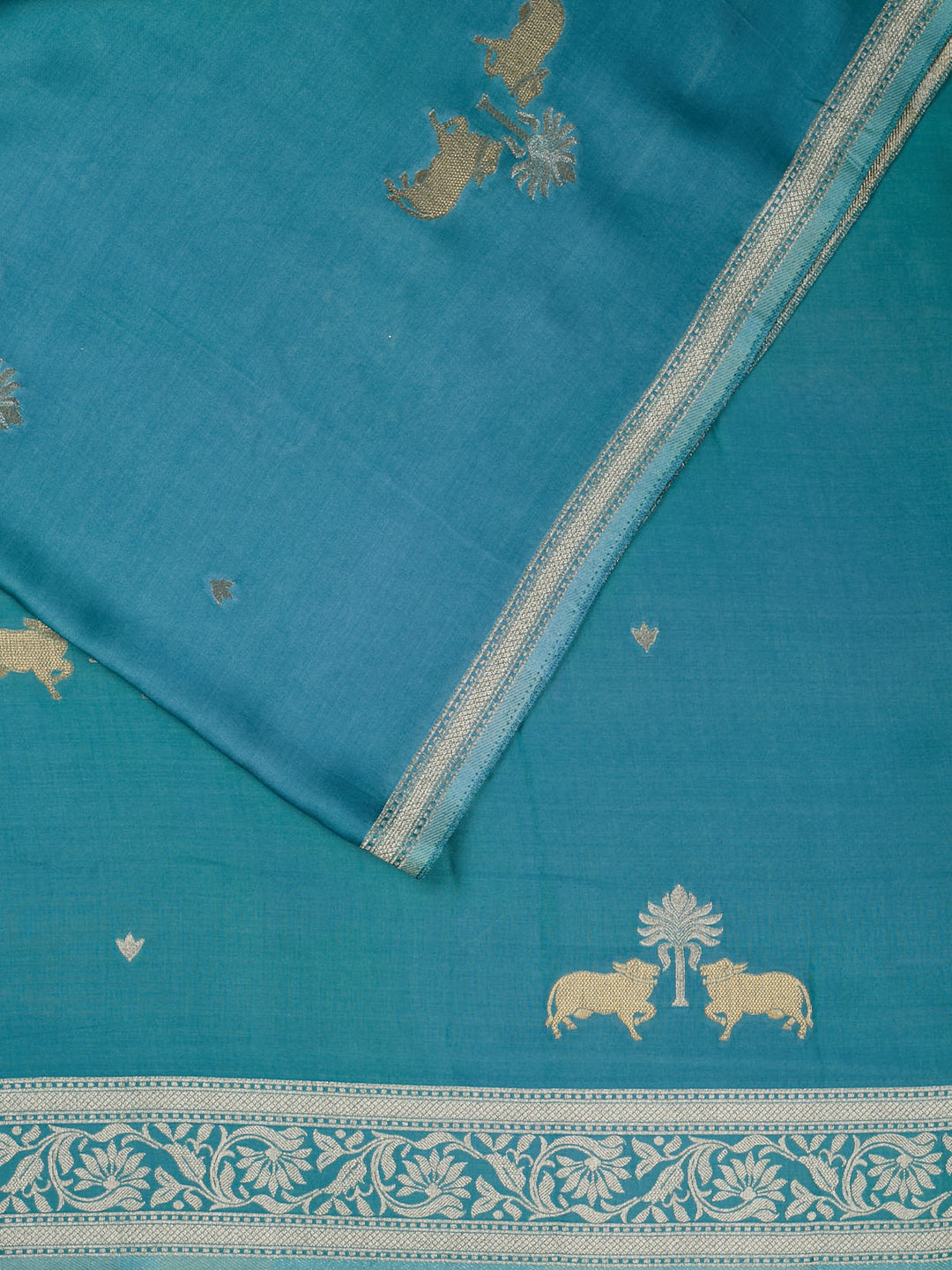 Green Mysore Silk Sonarupa Buta Banarasi Saree_2