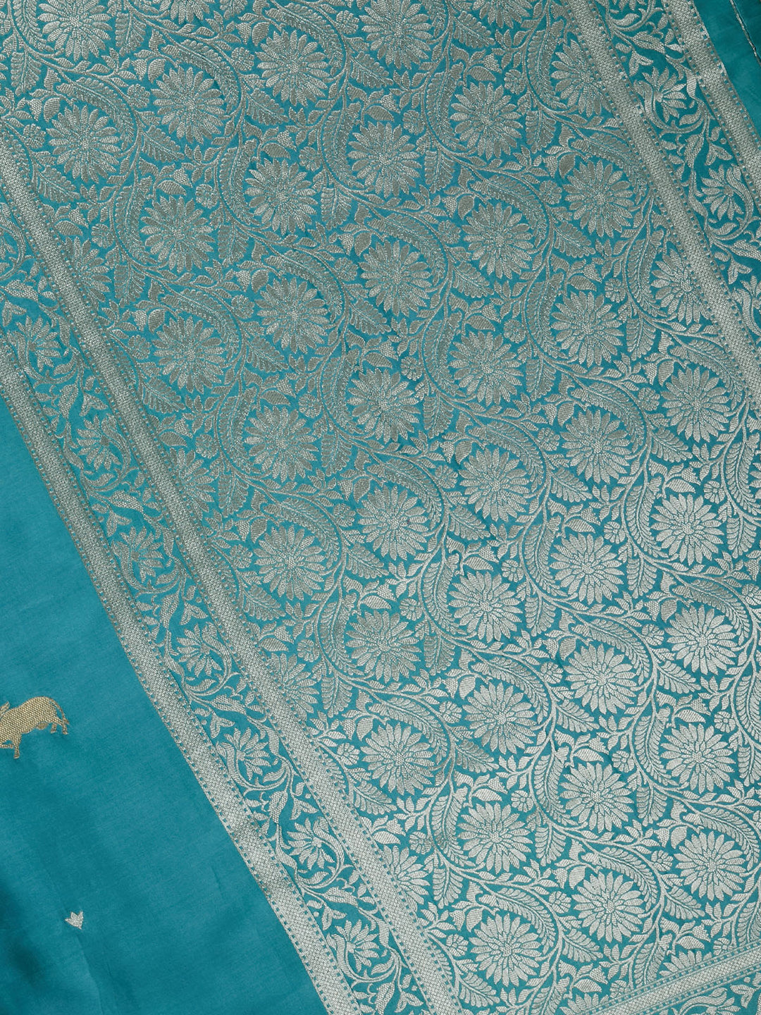 Green Mysore Silk Sonarupa Buta Banarasi Saree_4