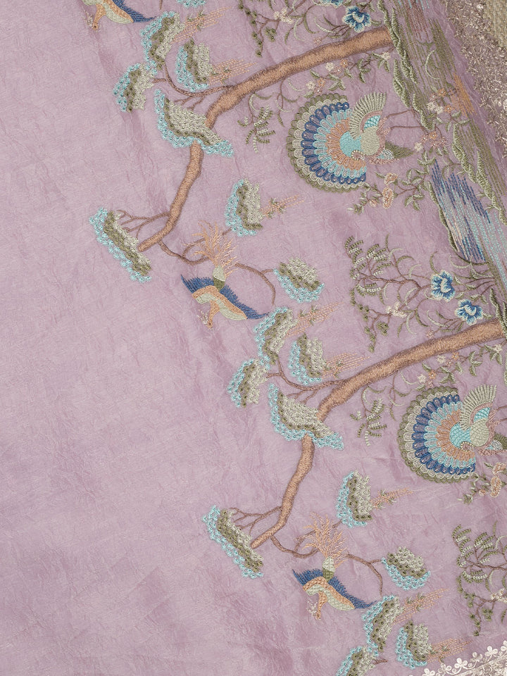 Mauve Tissue Plain Banarasi Saree