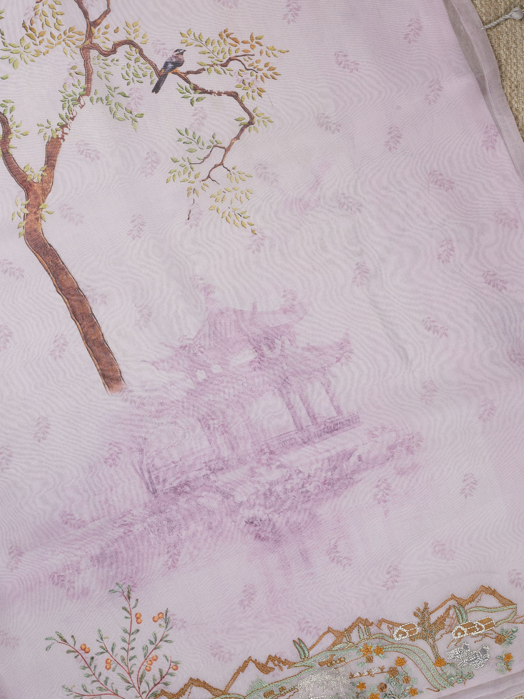 Purple Pure Organza Printed Banarasi Saree_4