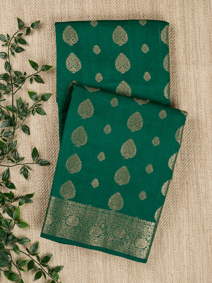 Forest Green Chiniya Silk Banarasi Saree