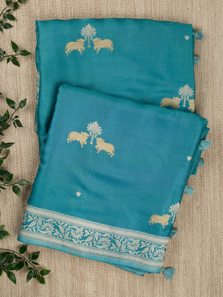 Green Mysore Silk Sonarupa Buta Banarasi Saree