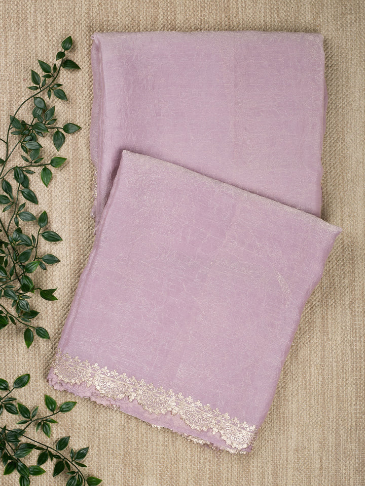 Mauve Tissue Plain Banarasi Saree