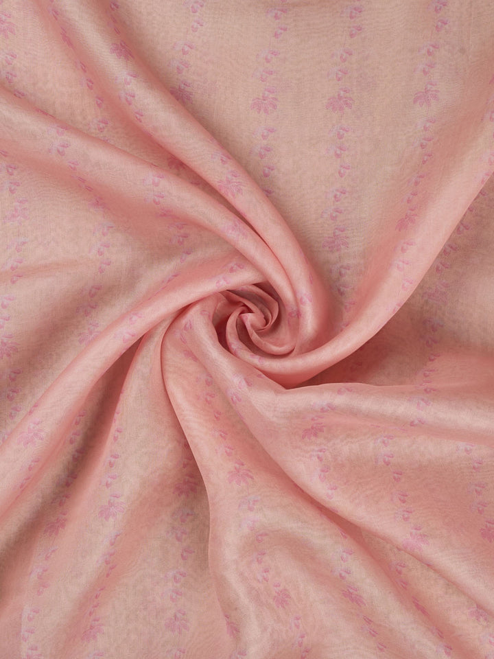 Peach Pure Organza Printed Banarasi Saree