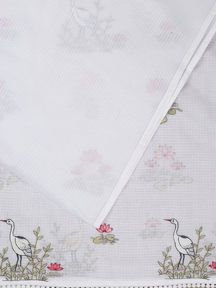 White Supernet Thread Butas Banarasi Saree