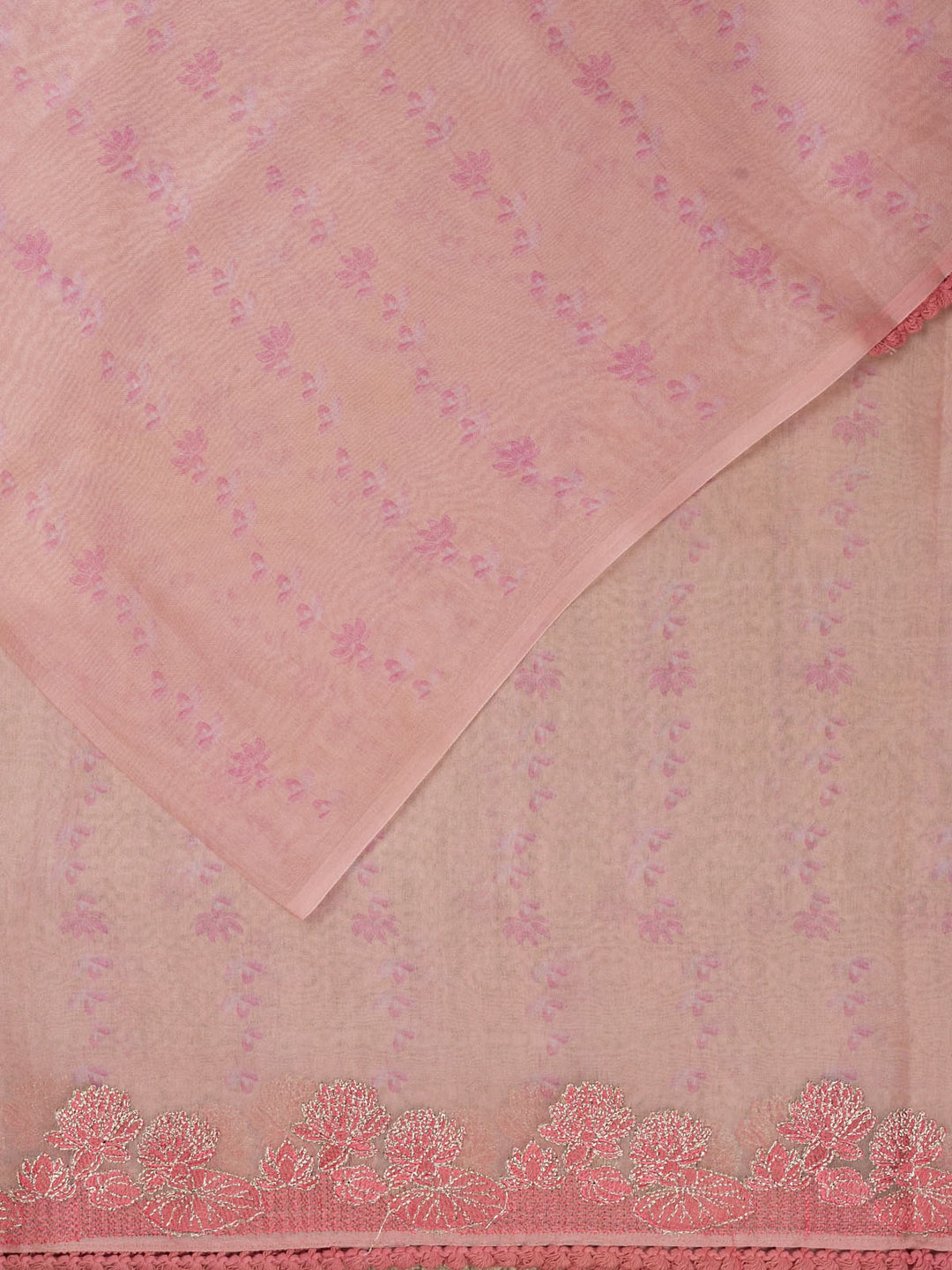Peach Pure Organza Printed Banarasi Saree_2