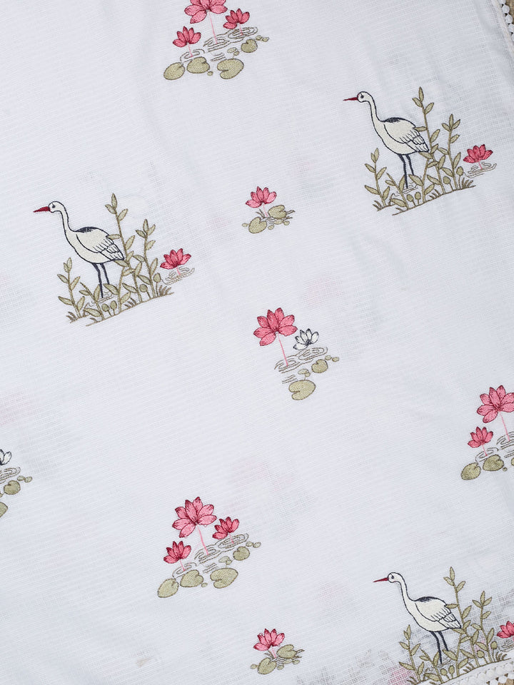 White Supernet Thread Butas Banarasi Saree