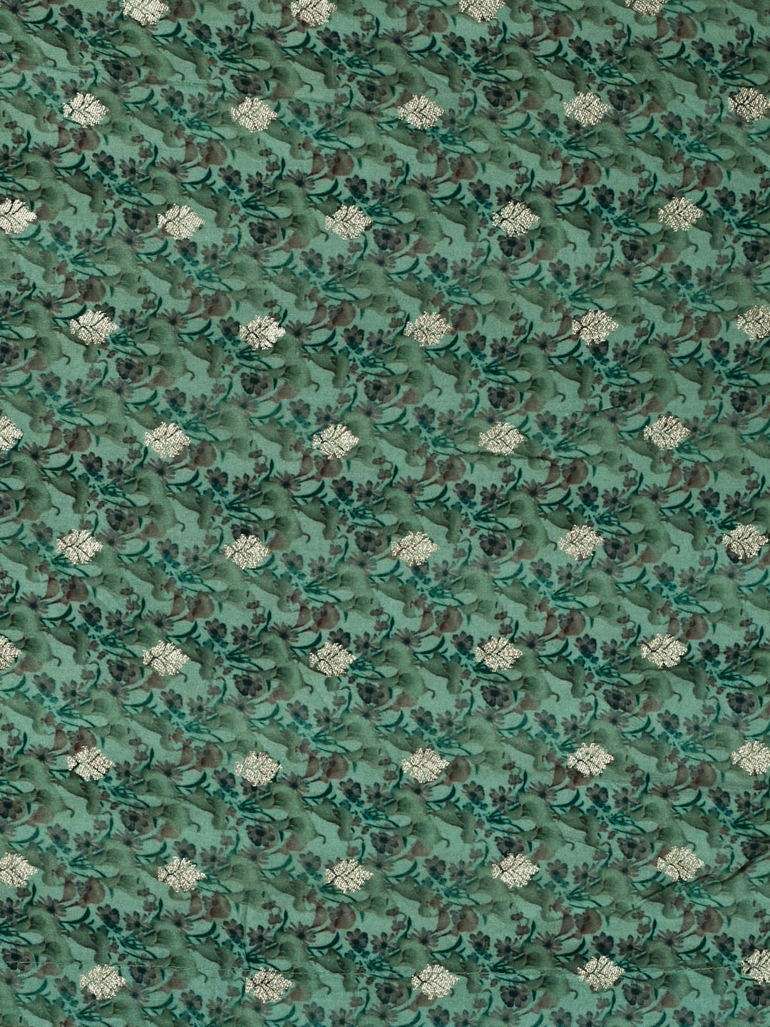 Green Dola Silk Printed Banarasi Saree_5