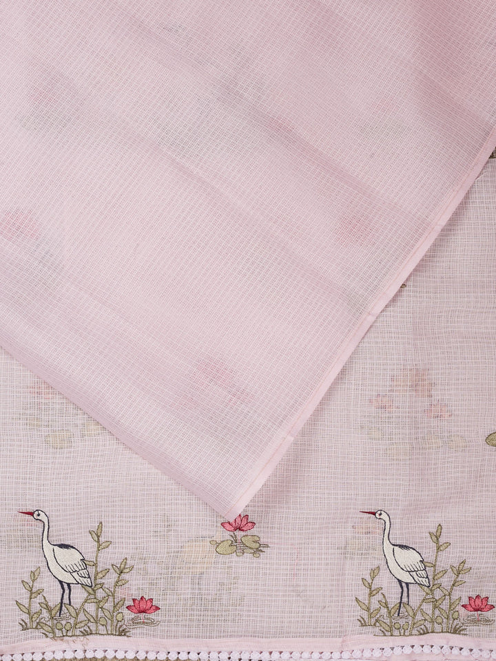 Pink Supernet Thread Butas Banarasi Saree