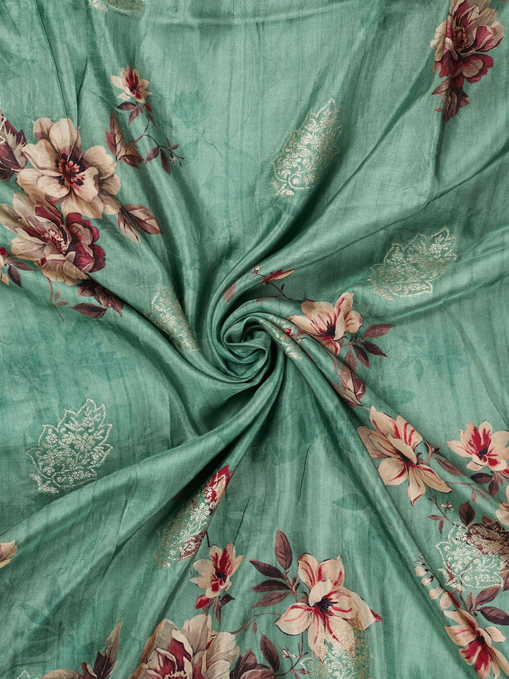 Green Dola Silk Printed Banarasi Saree