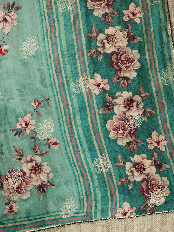 Green Dola Silk Printed Banarasi Saree