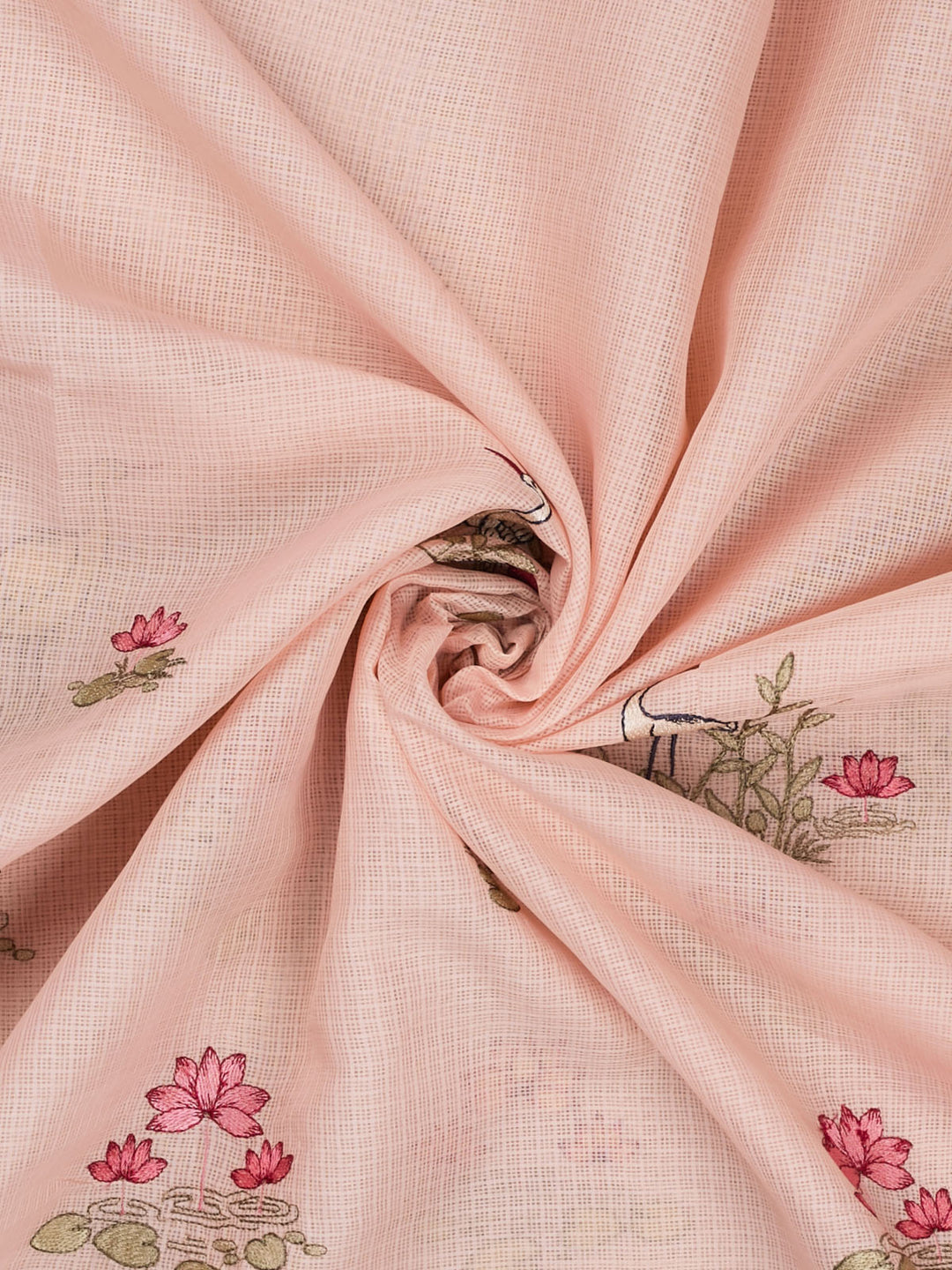 Peach  Supernet Thread Butas Banarasi Saree_3