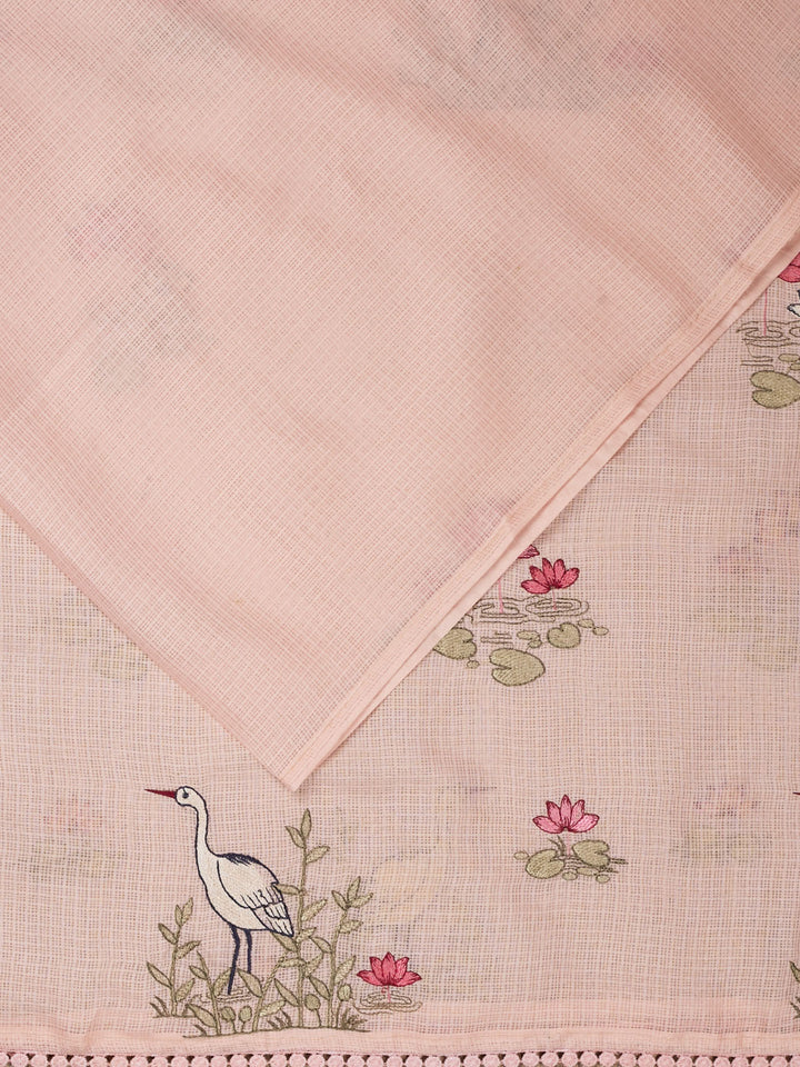 Peach  Supernet Thread Butas Banarasi Saree