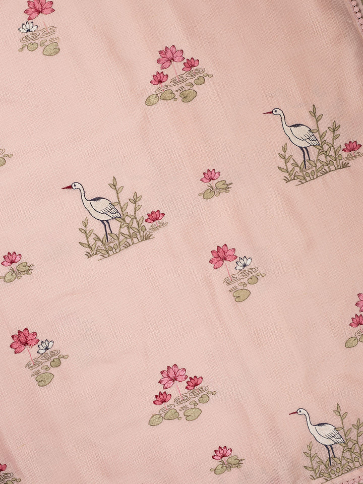 Peach  Supernet Thread Butas Banarasi Saree