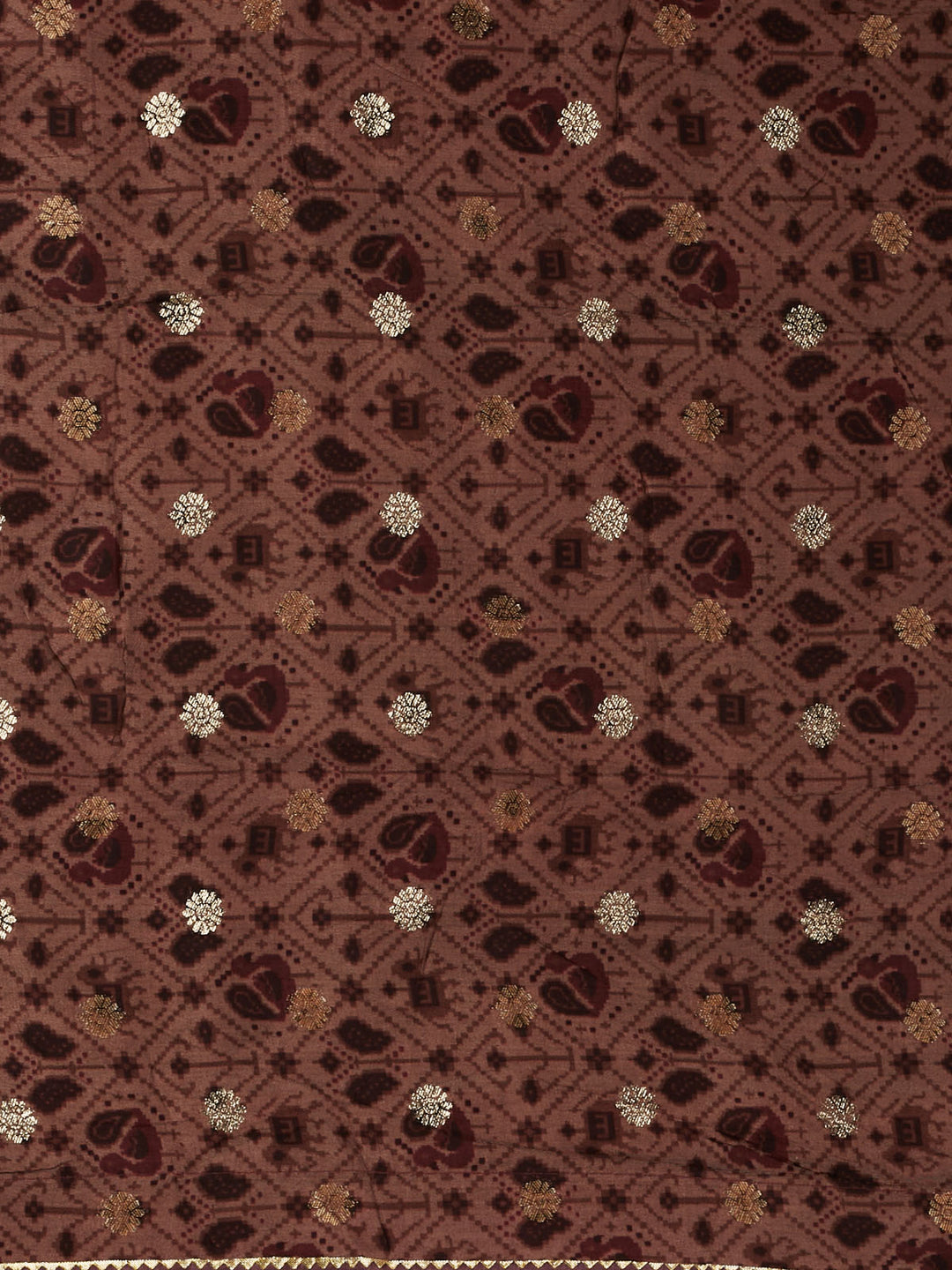 Beige Dola Silk Printed Banarasi Saree_5