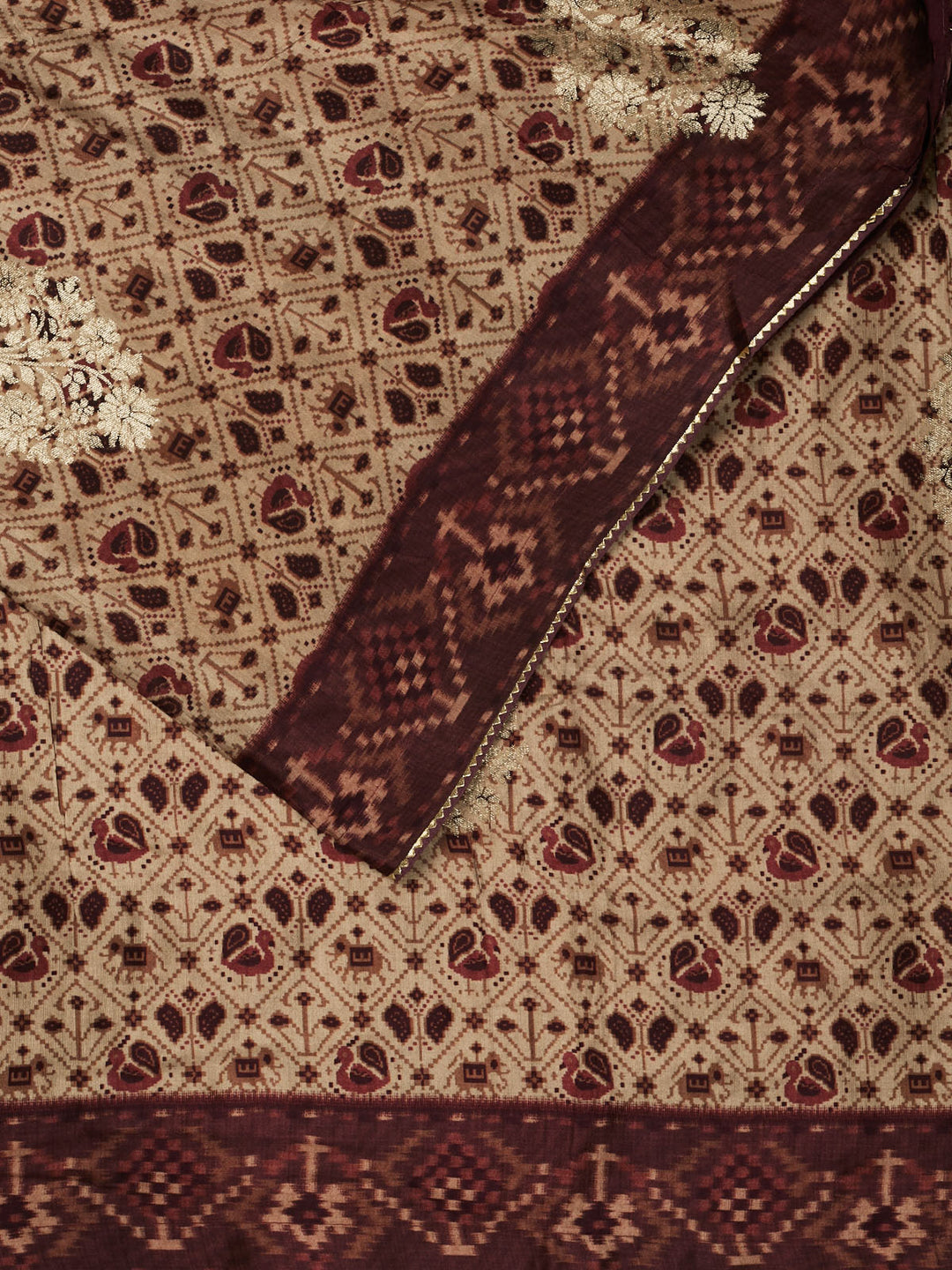 Beige Dola Silk Printed Banarasi Saree_2