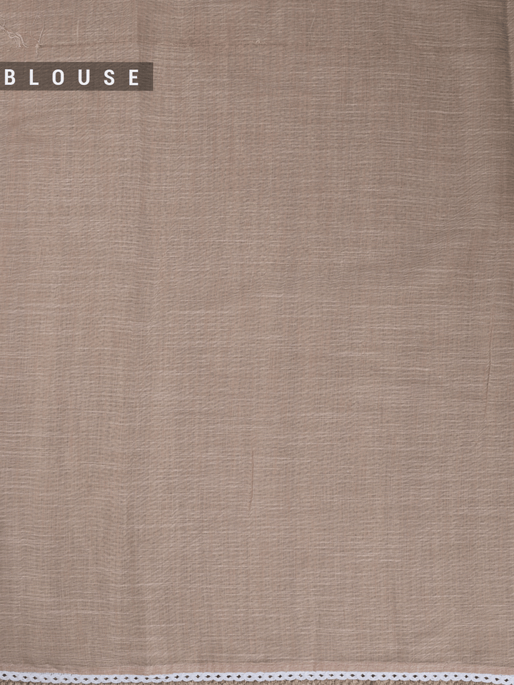 Beige Cotton Plain Banarasi Saree