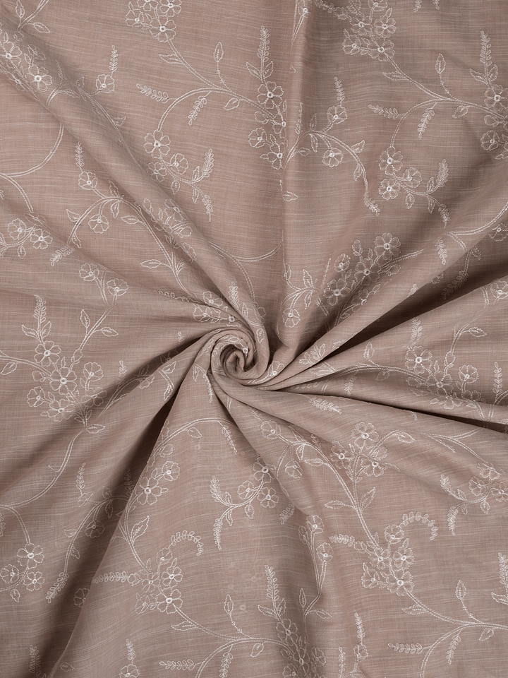 Beige Cotton Plain Banarasi Saree