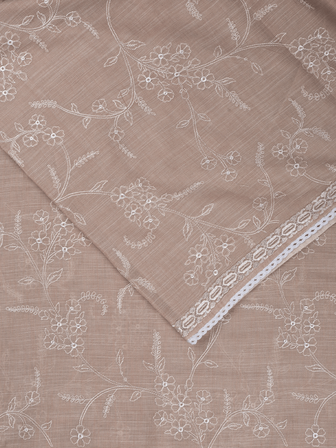 Beige Cotton Plain Banarasi Saree_2