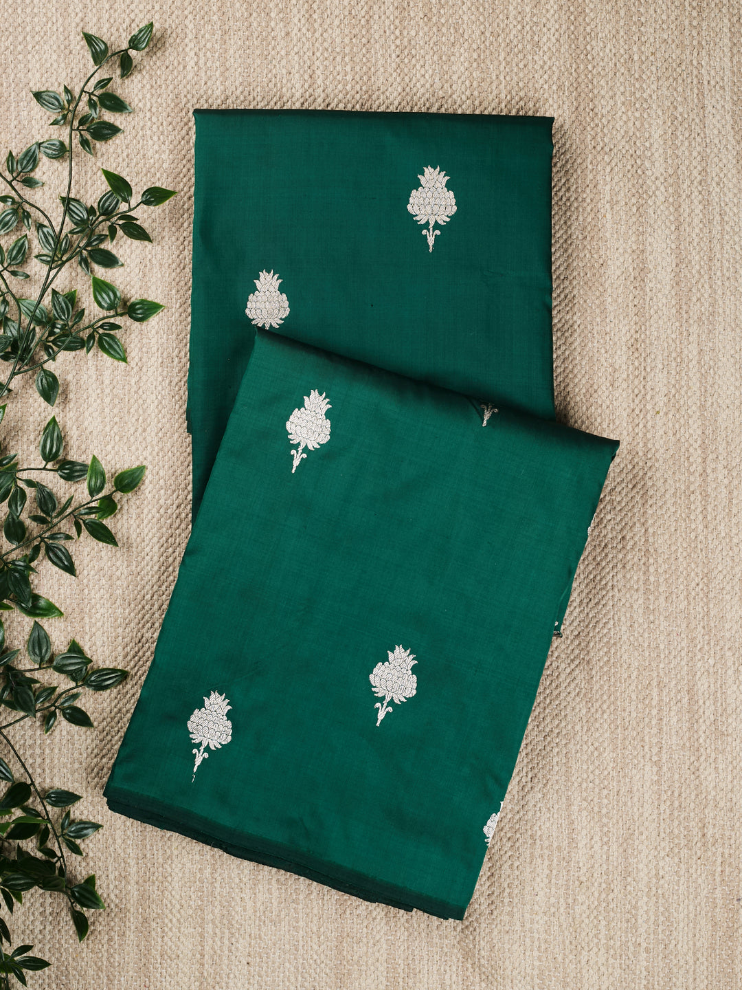 Bottle Green Katan Silk Banarasi Saree_1