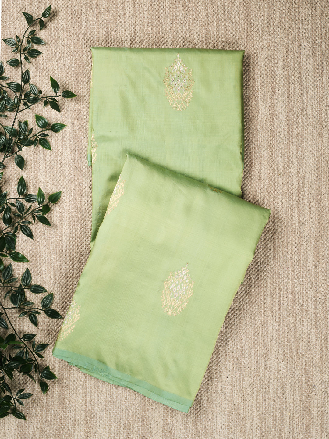Sage Green Katan Silk Banarasi Saree_1