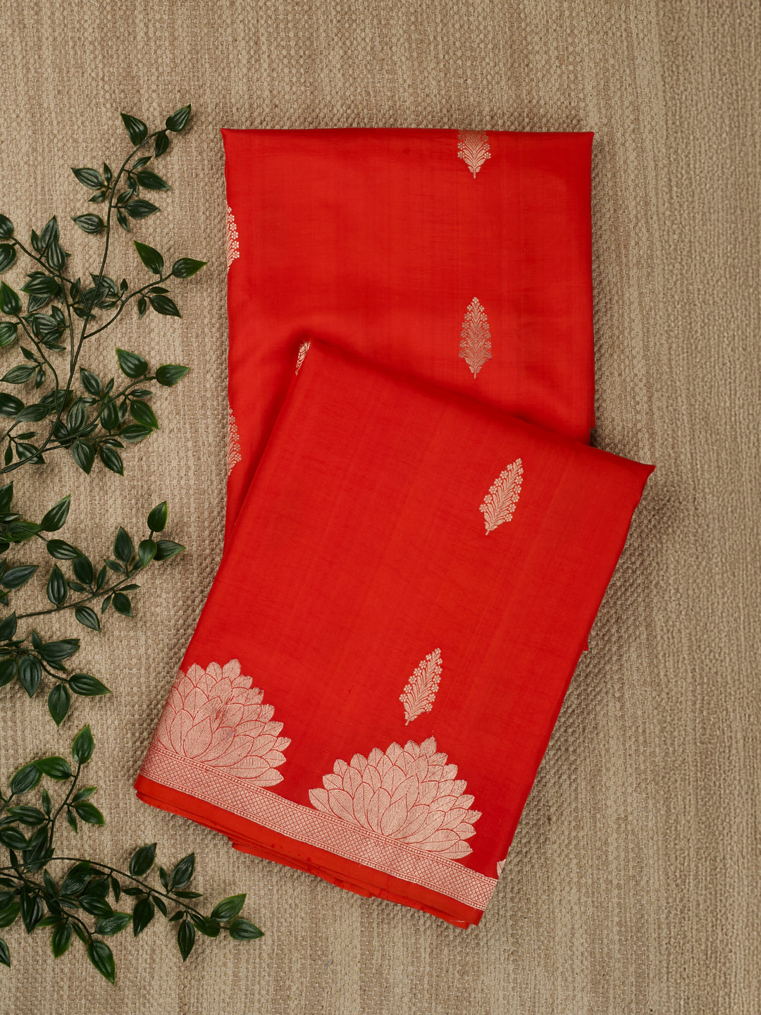 Fanta Orange Katan Silk Banarasi Saree_1