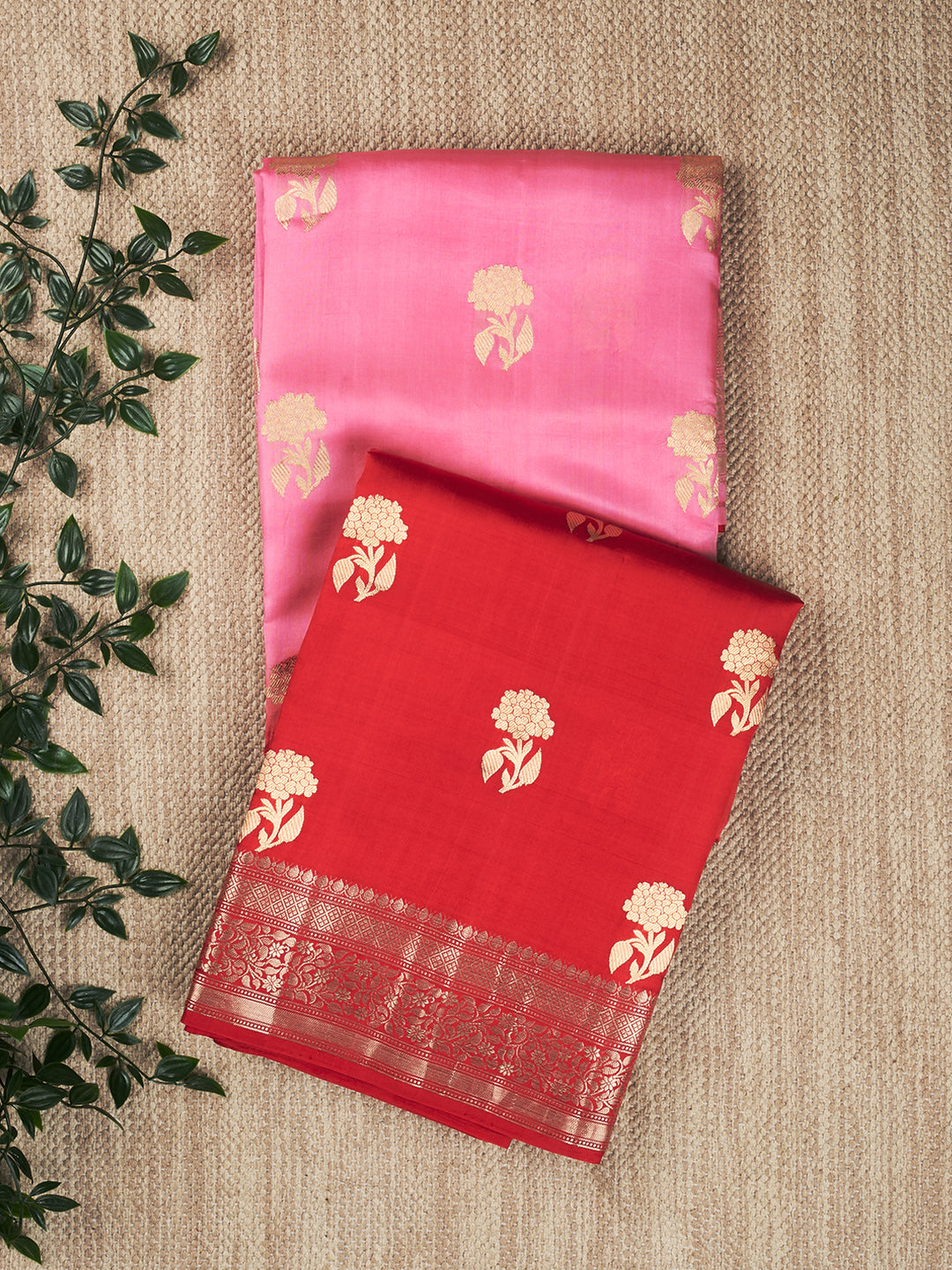 Red Pink Shaded Katan Silk Banarasi Saree_1