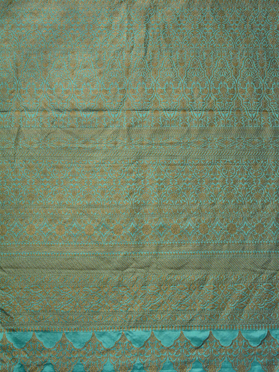 Firozi Georgette Crepe Silk Banarasi Saree_3