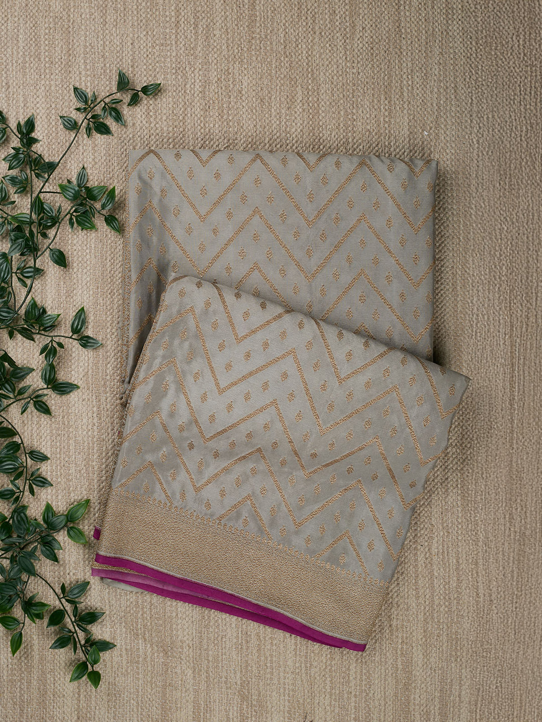 Grey Georgette Crepe Silk Banarasi Saree_1